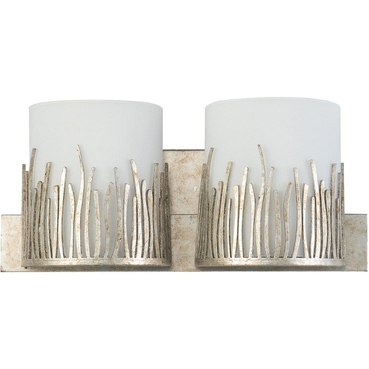 Sawgrass 2 Light 15 inch Silver Bath Light Wall Light in Silver Leaf with Antique